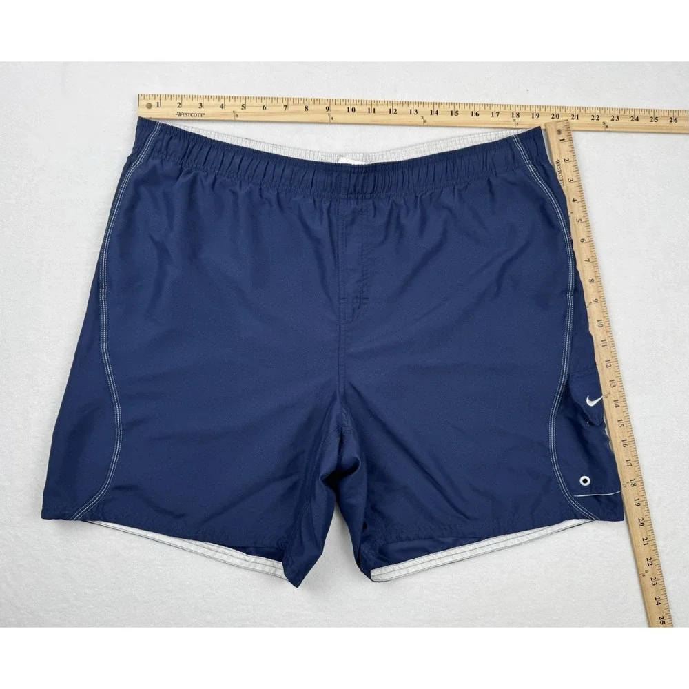 Nike‎ Swim Trunks Blue XL Mesh Lined Cargo Pocket Mens Shorts